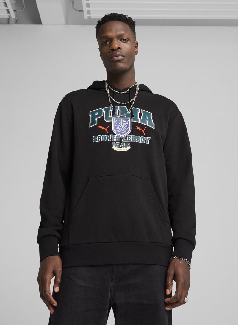 PUMA SPORTS LEGACY Graphic Mens Black Hoodie - Image 1